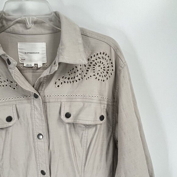 Anthropologie Beige Jumpsuit with Eyelet Details - Picture 4 of 7